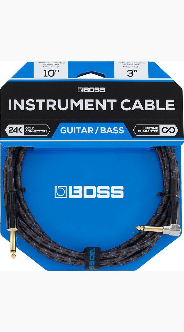 Boss BIC - 10A Instrument Cable 10ft/3m Angled - Sieffs Music