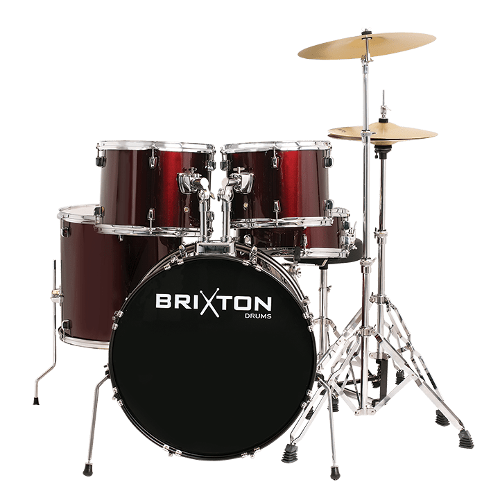 Brixton UBX25WR 22-Inch 5-Piece Acoustic Drum Kit Package – Wine Red - Sieffs Music