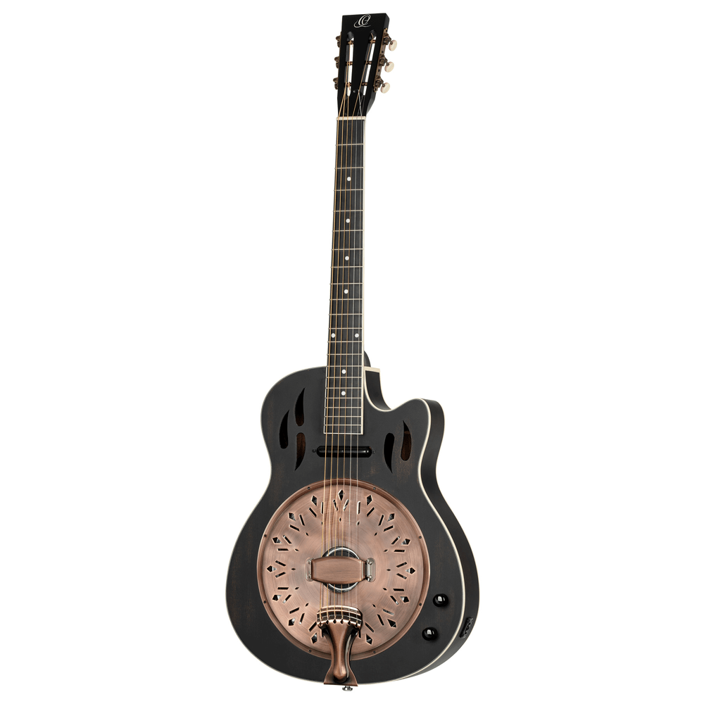Ortega Americana RRG40CE-DBK Resonator Guitar Mahogany Distressed Black - Sieffs Music