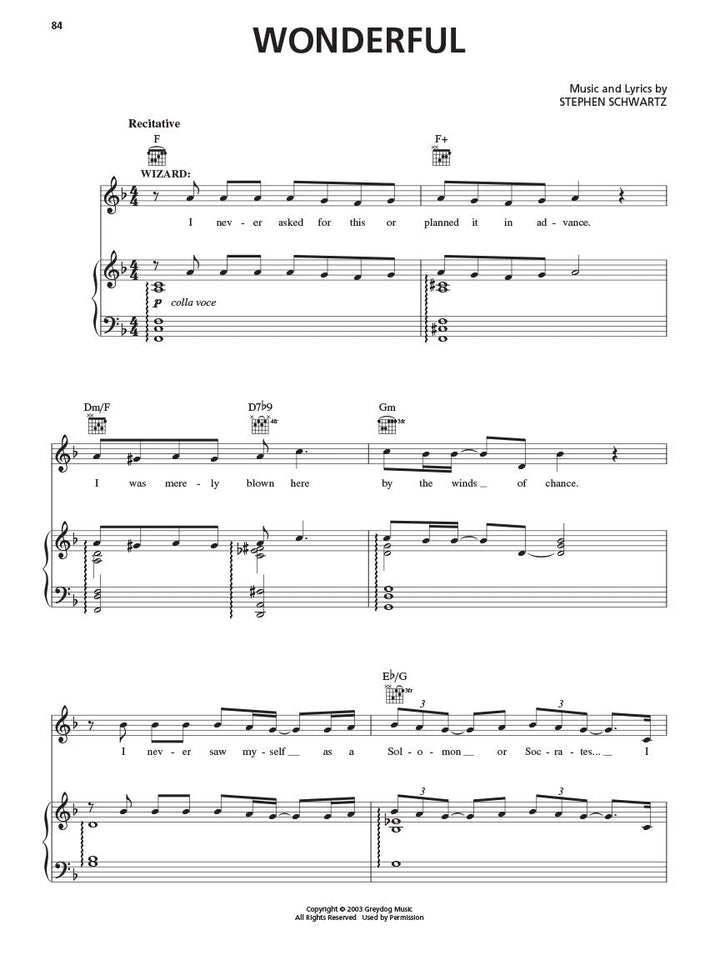 WICKED piano vocal guitar selections Hal leanord - Sieffs Music