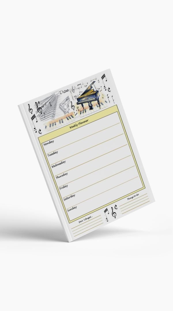 A4 Weekly Planner Piano Design - Sieffs Music