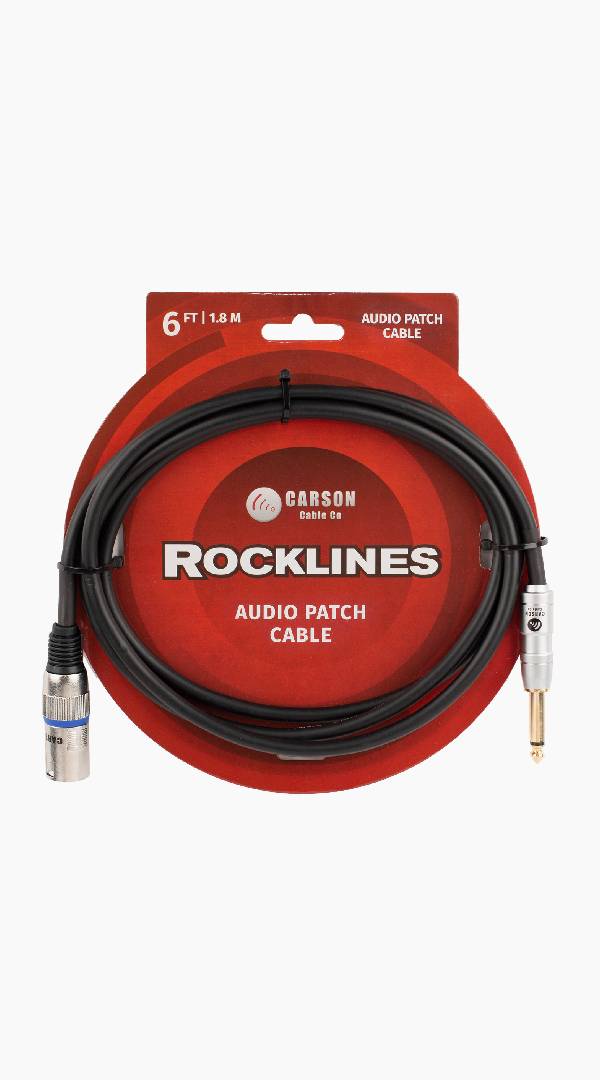 Carson Rocklines Mono Jack Plug (M) to XLR (M) Mic/Audio Cable 6ft - Sieffs Music