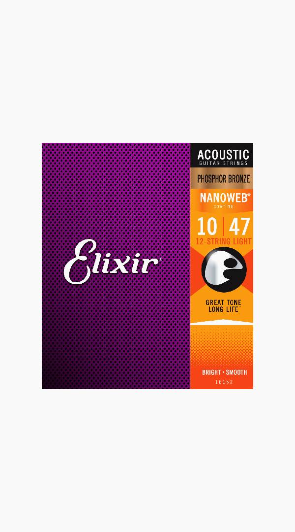 Elixir 16152 Nanoweb Phosphor Bronze 12 String Light 10-47 - Sieffs Music