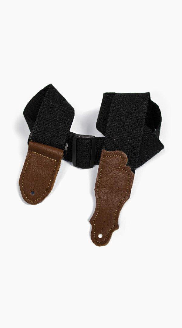 Franklin 2" Black Cotton Strap with Leather Ends - Sieffs Music